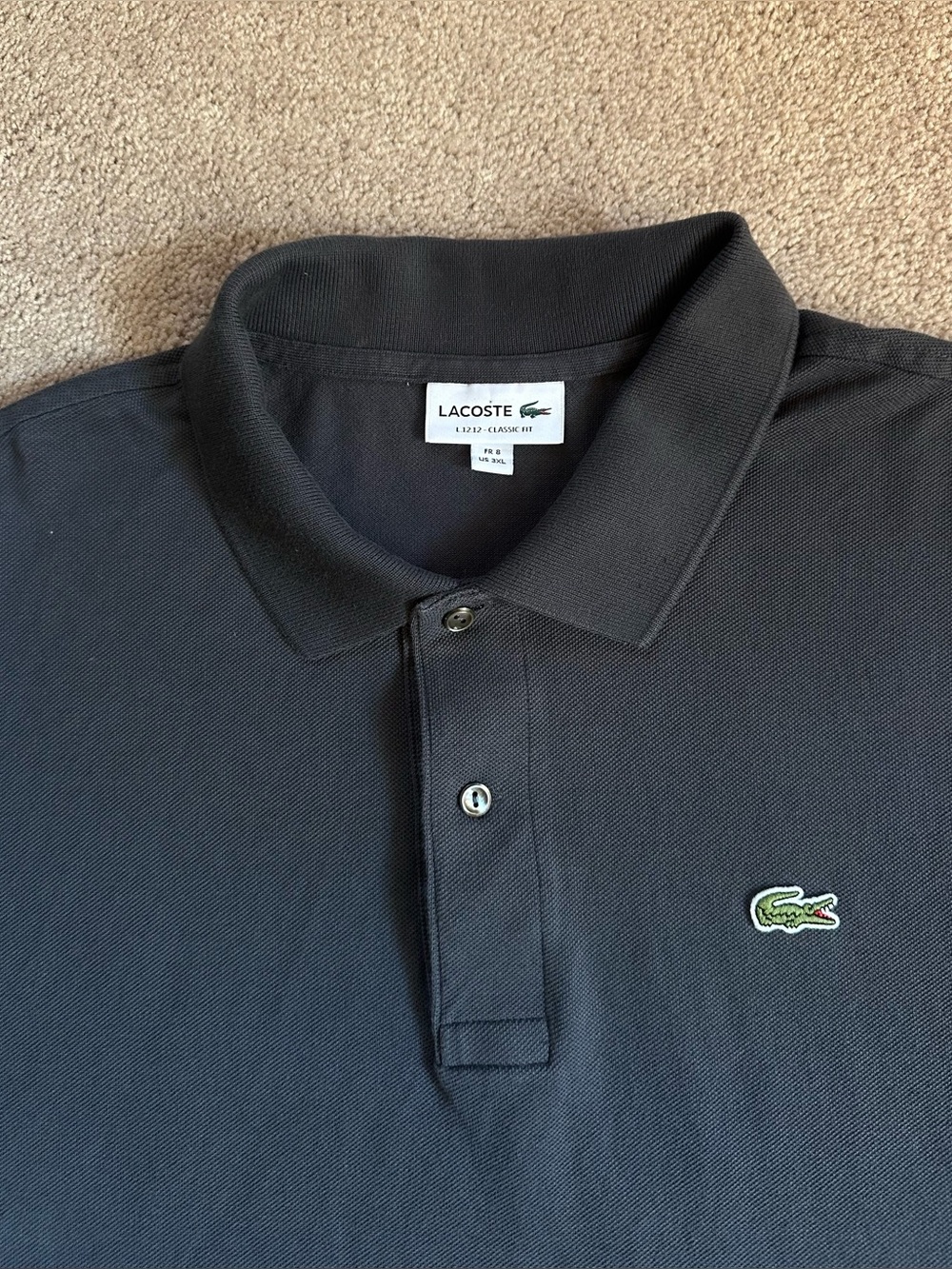 Lacoste L.12.12 Classic Piqué Men’s Polo Shirt Gray Size 3XL